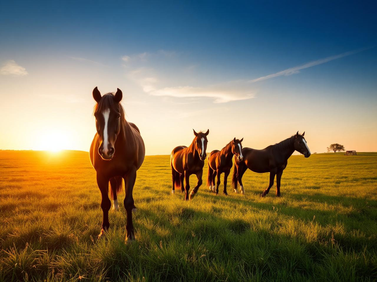 Paarden in het laatste licht