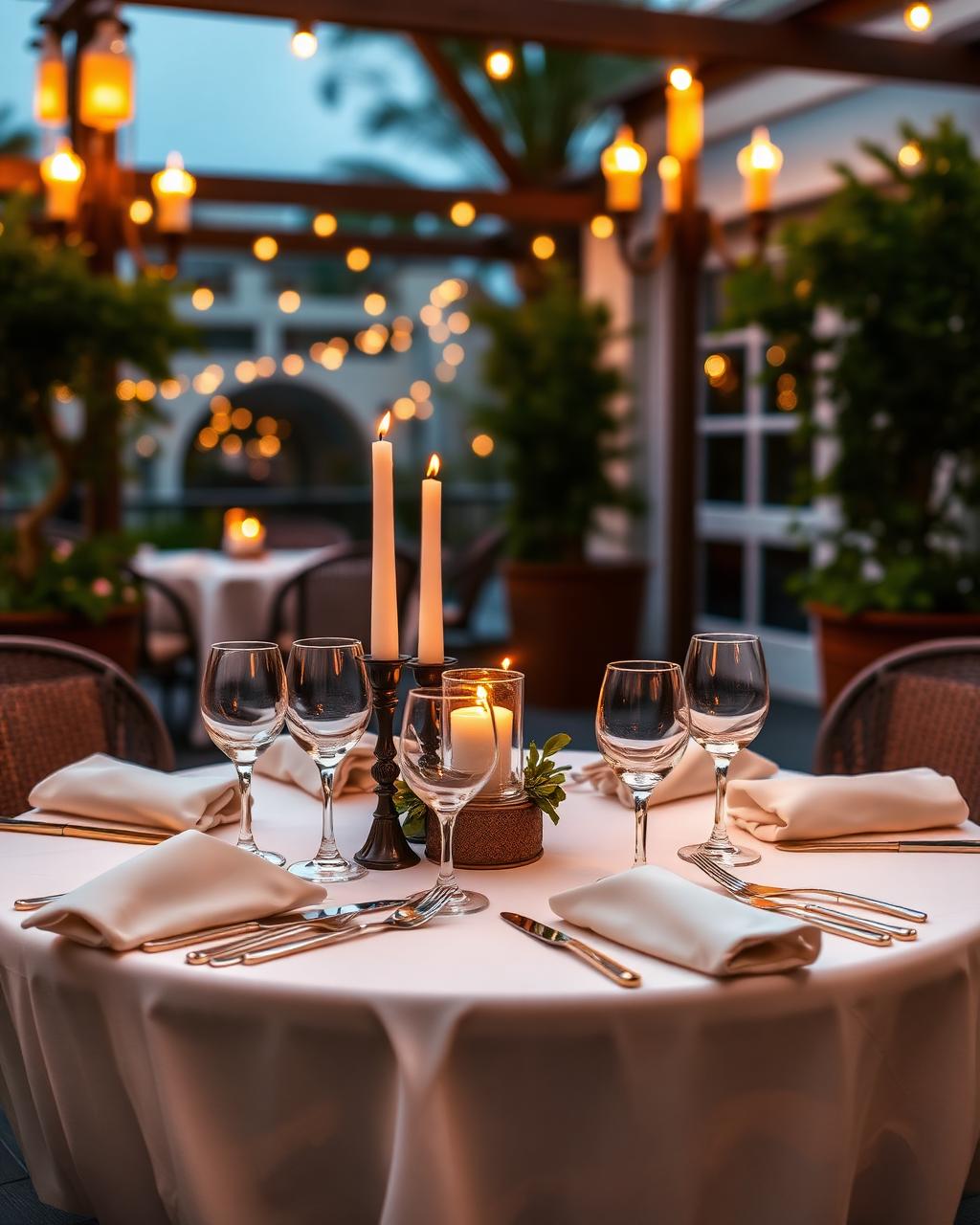 Avondtafel op het terras